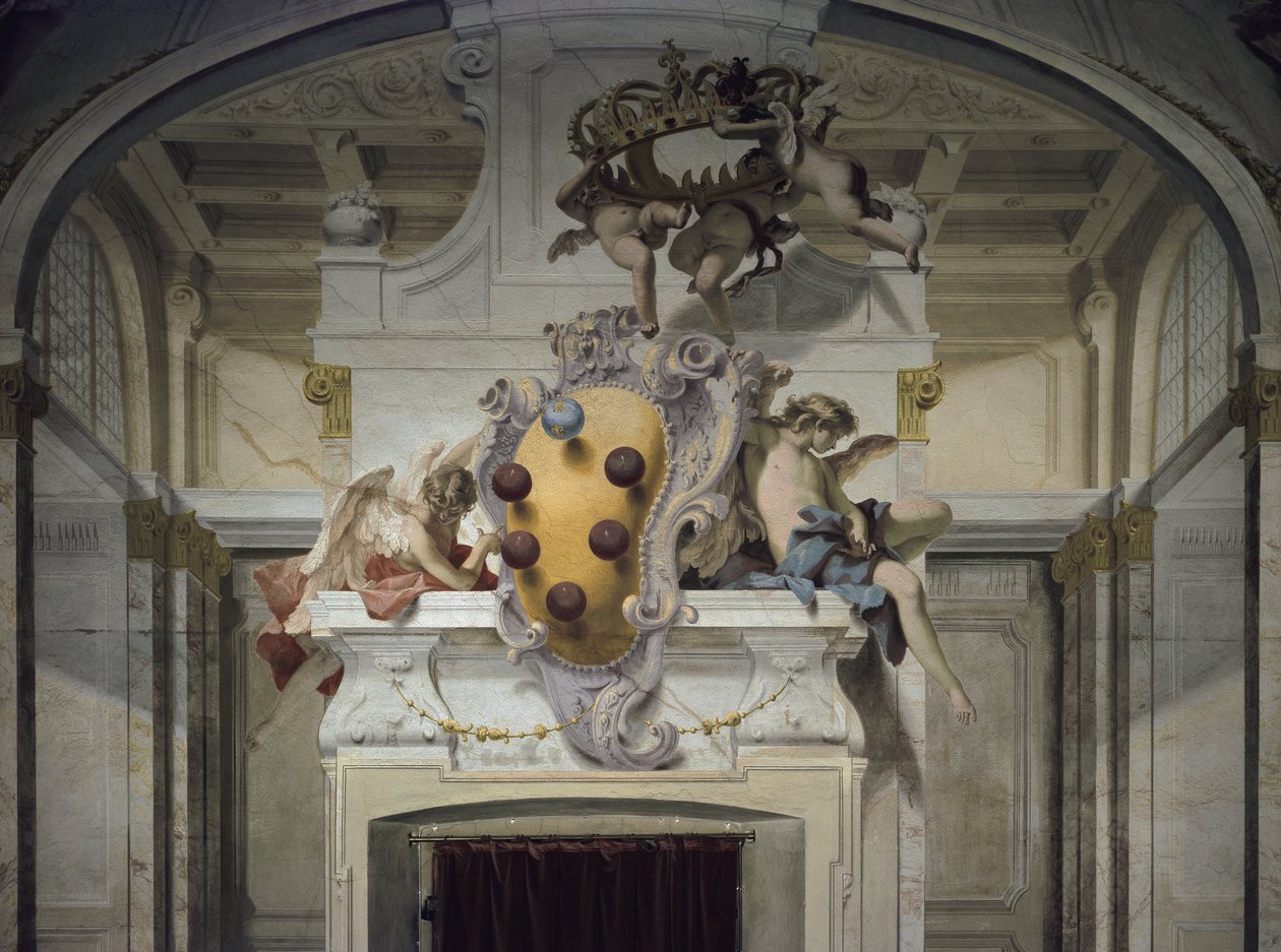Medicis vapen. Fresk av Sebastiano Ricci (1659-1734), cirka 1707-1708. Florens, Palazzo Pitti av Sebastiano Ricci