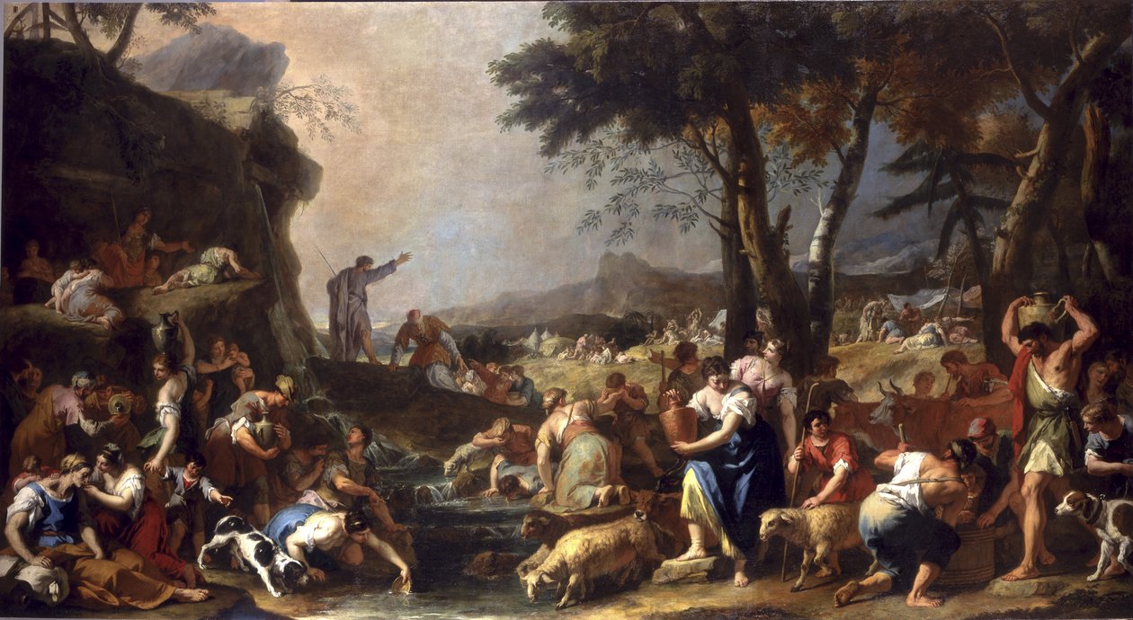 Moses får vatten att rinna från klippan, 1725-26 av Sebastiano Ricci
