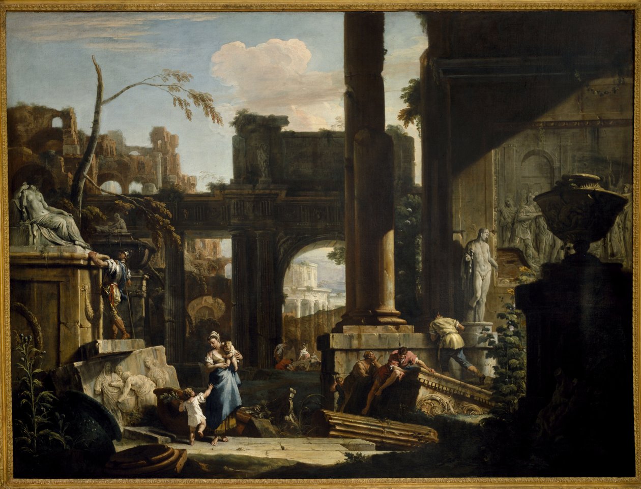 Perspektiv av ruiner med figurer, 1720-tal. av Sebastiano Ricci