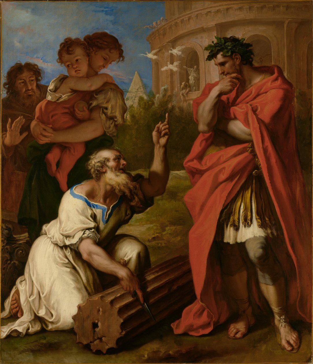 Tarquinius den äldre rådfrågar Attus Navius av Sebastiano Ricci