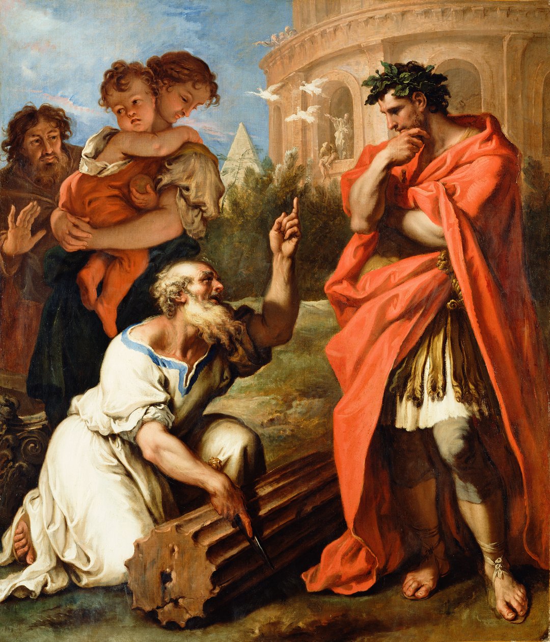 Tarquin den äldre konsulterade Attius Navius, ca 1690 (olja på duk) av Sebastiano Ricci
