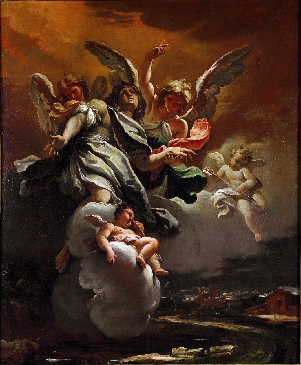 The Apotheosis of St. Sebastian Målning av Sebastiano Ricci (1659-1734) 1694 Dim.78,5x63,5 cm Milano, Civic Collections of the Castello Sforzesco av Sebastiano Ricci