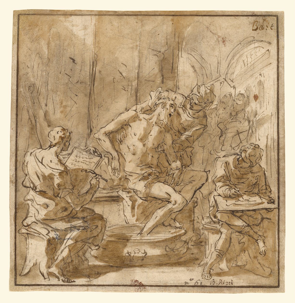 Senecas död (recto); Studie av en man (verso) av Sebastiano Ricci