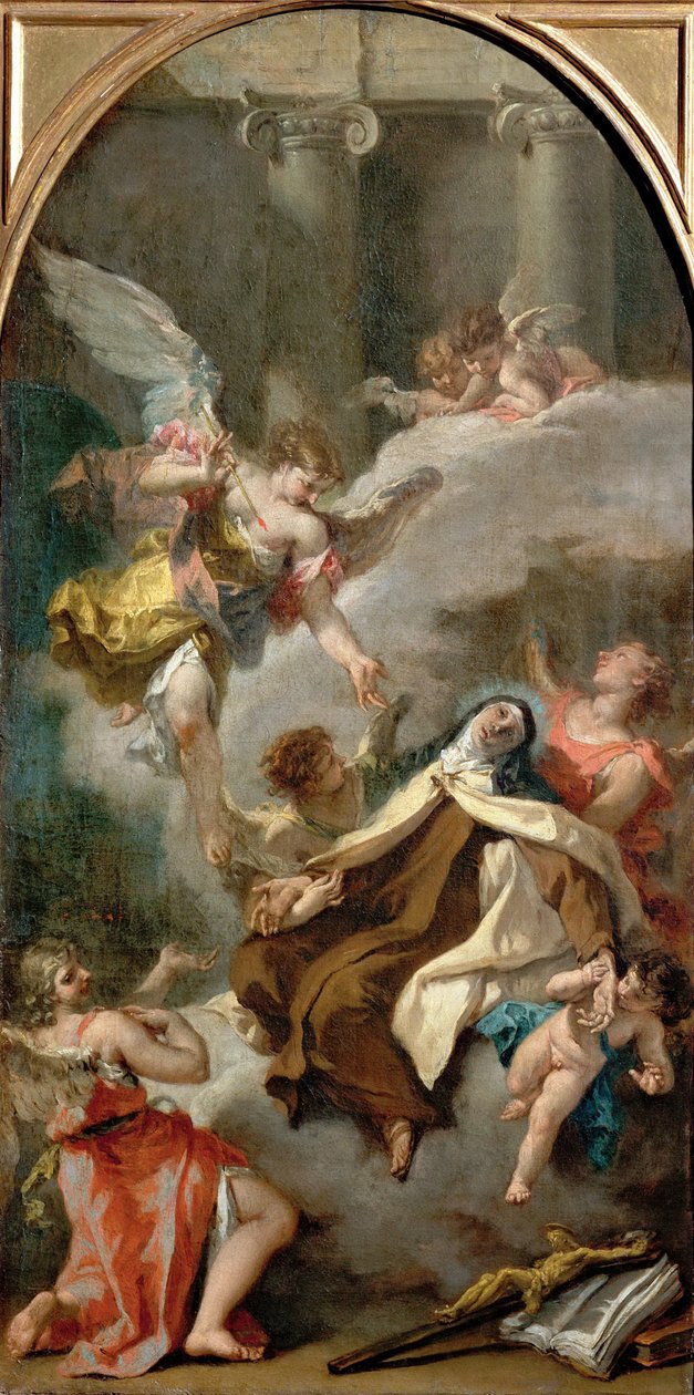 The Vision of Saint Teresa of Avila (1515-1582) - Sebastiano Ricci (1659-1734). Olja på duk, ca 1728. Mått: 71,5x37 cm. Konsthistoriska museet, Vienne av Sebastiano Ricci