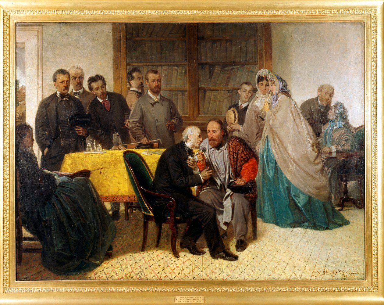 Mötet mellan Giuseppe Garibaldi (1807-1882) och Alessandro Manzoni (1785-1873) av Sebastiano de Albertis