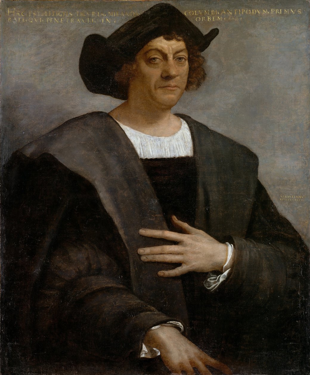 Porträtt av en man, som sägs vara Christopher Columbus (ca 1446-1506) av Sebastiano del (c.1485 1547) Piombo