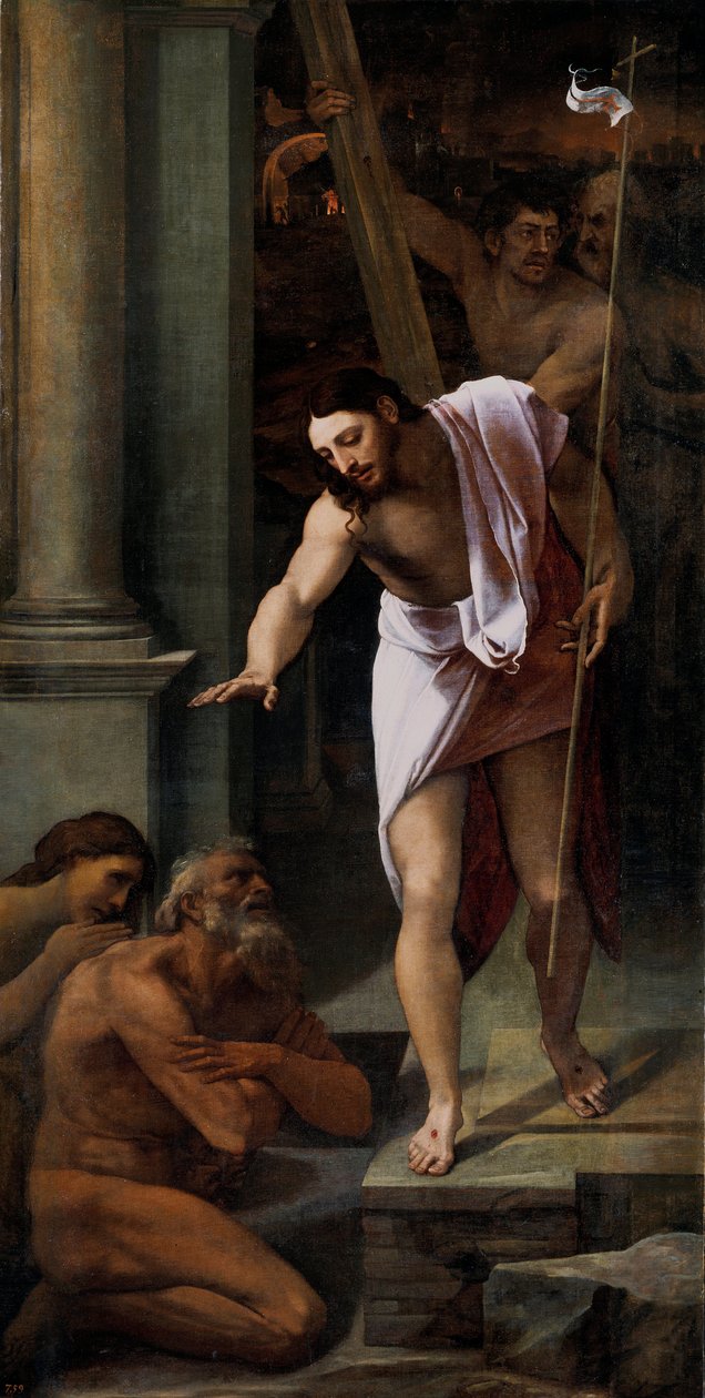 "" Christ aux limbes "" (Christ in Limbo) Peinture de Sebastiano del Piombo (1485-1547) 1516 Dim 226x114 cm Pradomuseet, Madrid av Sebastiano del (c.1485 1547) Piombo