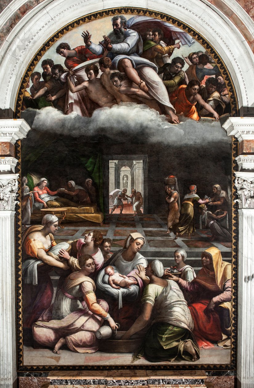 Jungfruns födelse (Målning av Sebastiano del (c.1485 1547) Piombo