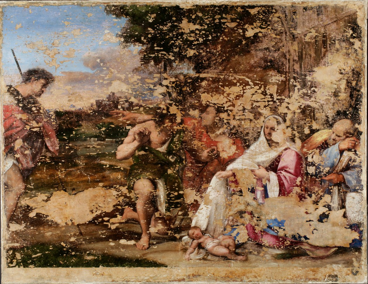 Tillbedjan av herdarna (efter rengöring, före restaurering) 1510 av Sebastiano del Piombo
