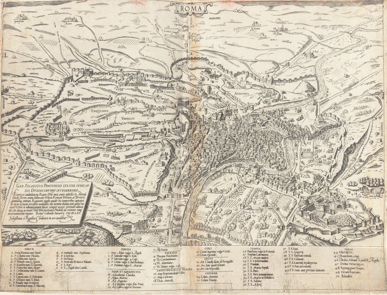 Topografisk karta över det moderna Rom av Sebastiano di Re after Giovanni Antonio Dosio