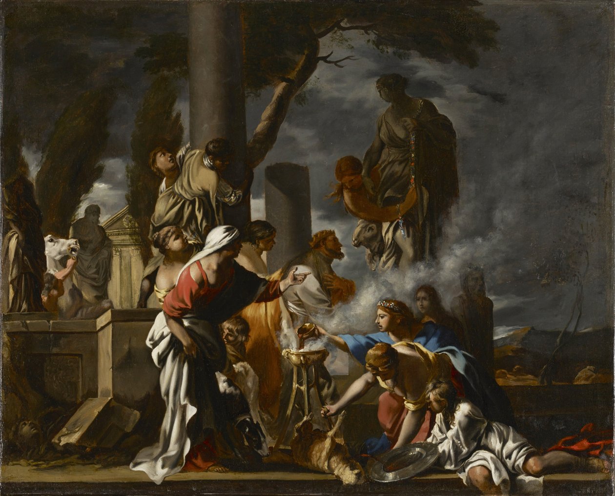 Kung Salomo offrar till idolerna, ca 1640 av Sébastien Bourdon