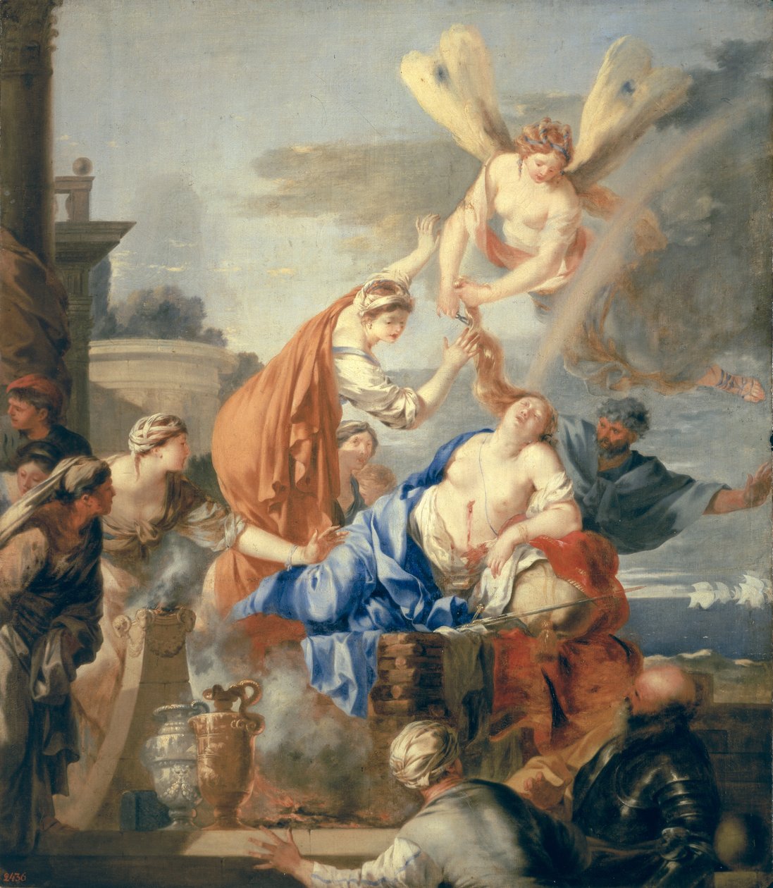 Didos död, sent 1630-tal av Sébastien Bourdon