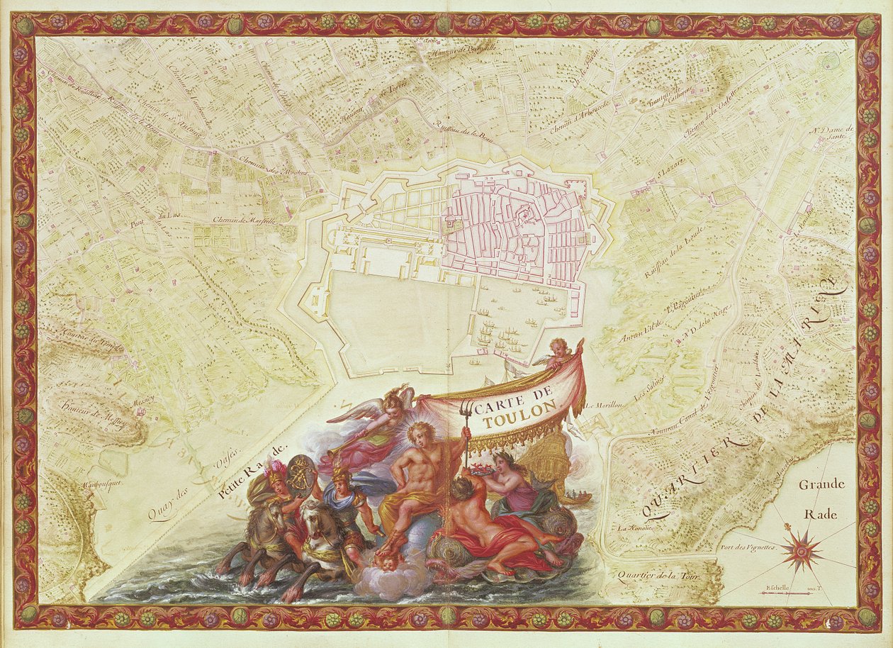 Ms. 986, Vol.3 fol.63 Plan och karta över Toulon, från 