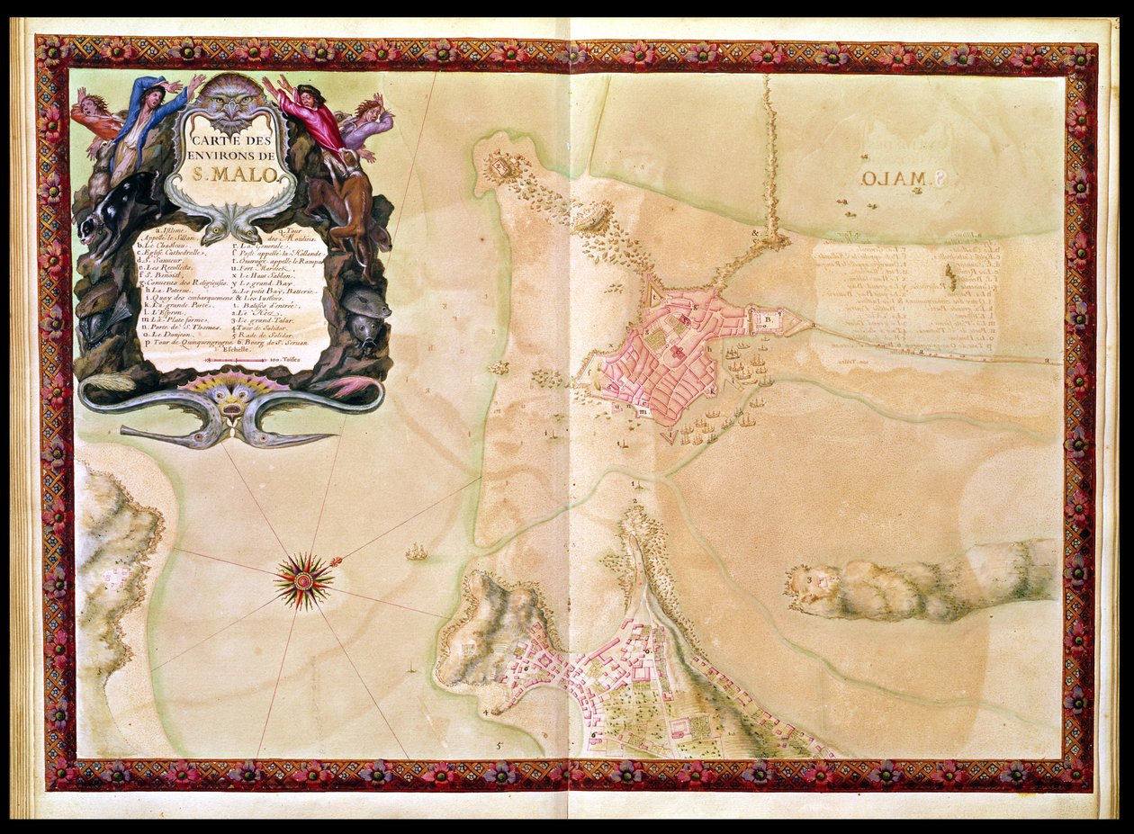 Ms 988 Vol.3 fol.29 Karta och plan över Saint-Malo, från 