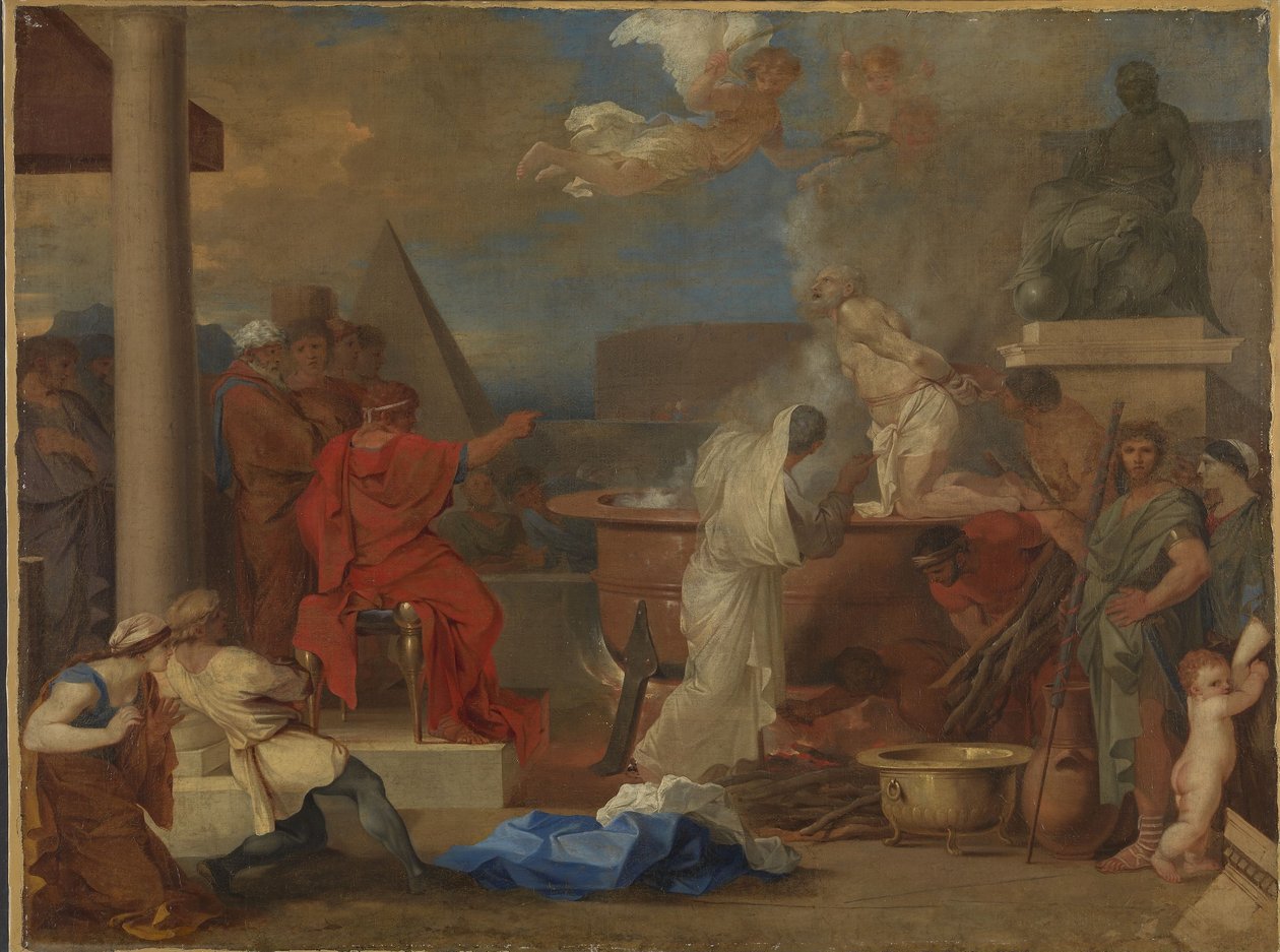 Aposteln Johannes martyrium av Sébastien Bourdon