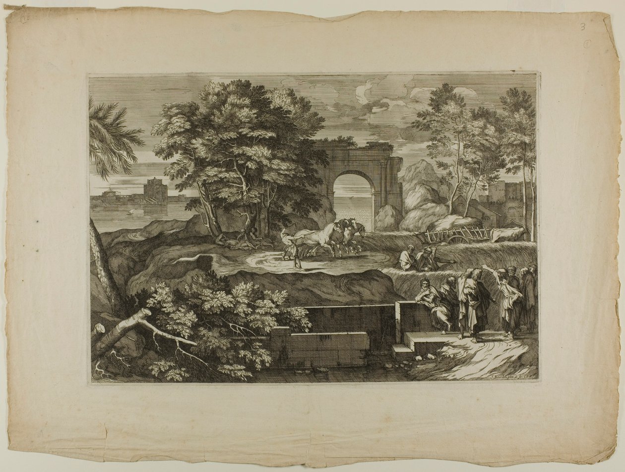 Kristus och hans lärjungar med en triumfbåge i fjärran av Sébastien Bourdon