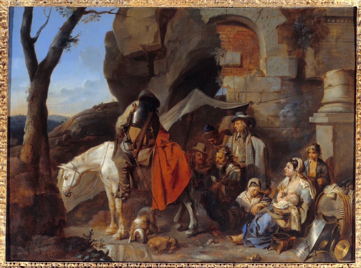 Soldater, tidigare kallad Halte de bohemiens Målning av Sebastien Bourdon (1616-1671) 1600-talets sön. 0,43x0,58 m av Sébastien Bourdon