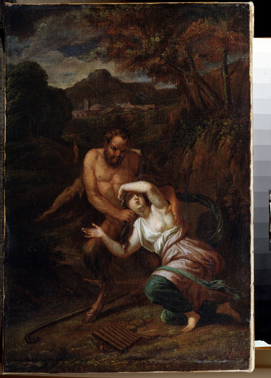 ""Pan et la nymphe Syrinx"" (Pan and Nymph Syrinx) Målning av Sebastien Bourdon (1616-1671) 1600-talets statliga friluftsmuseum Palace Gatchina, Sankt Petersburg av Sébastien Bourdon