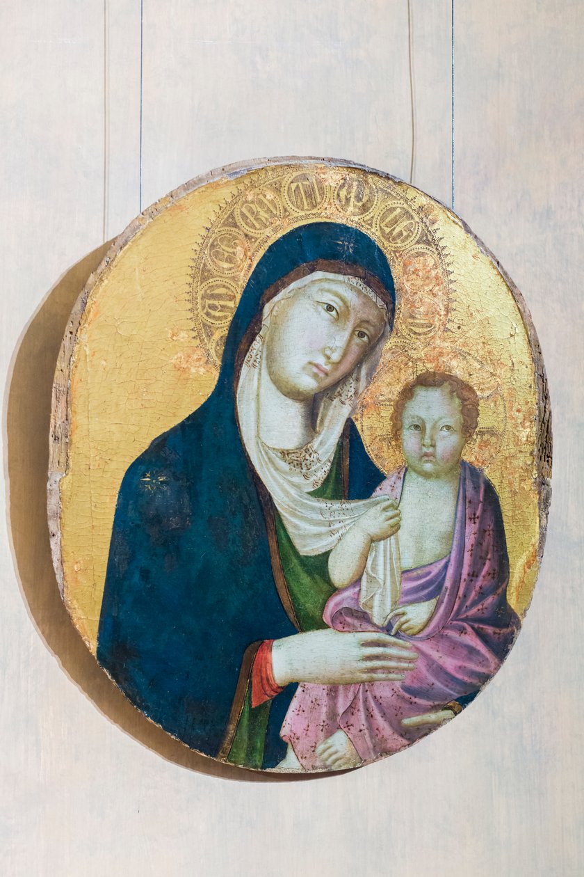 Madonna och barn (tempera på panel) av Segna di Bonaventura