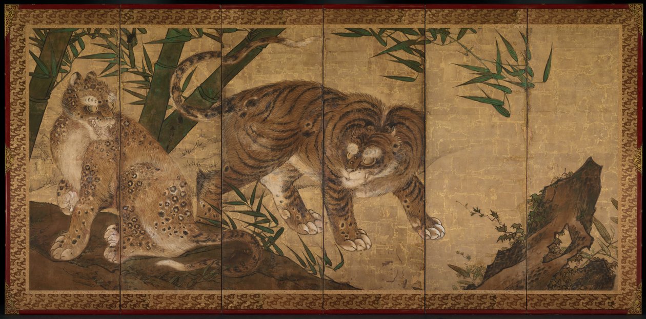 Tiger och leopard, 1668. av Sekkei Yamaguchi
