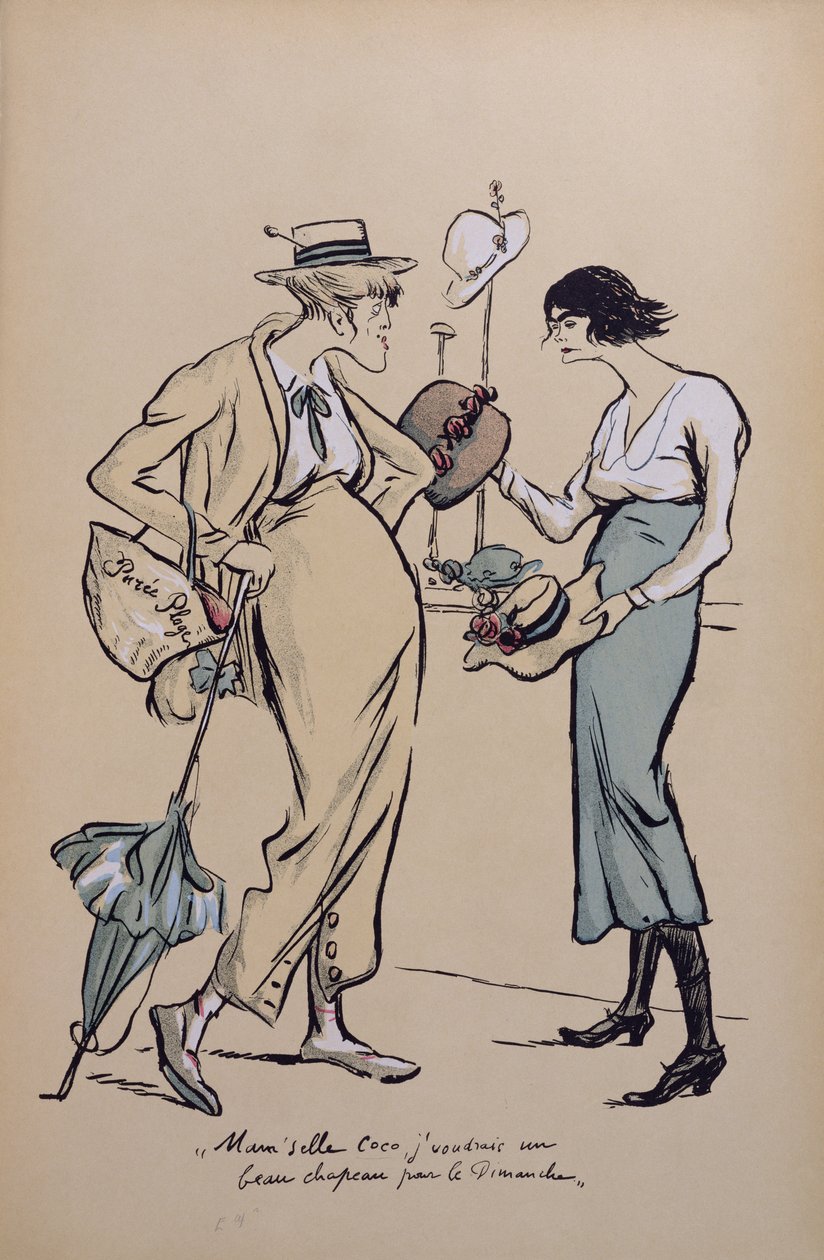Coco Chanel (1883-1971) som modist, från "Le Grand Mode a l