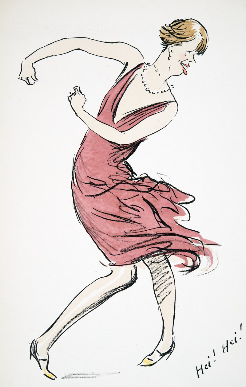 Dansande transvestit, från White Bottoms, pub. 1927 (färgblocktryck) av Sem