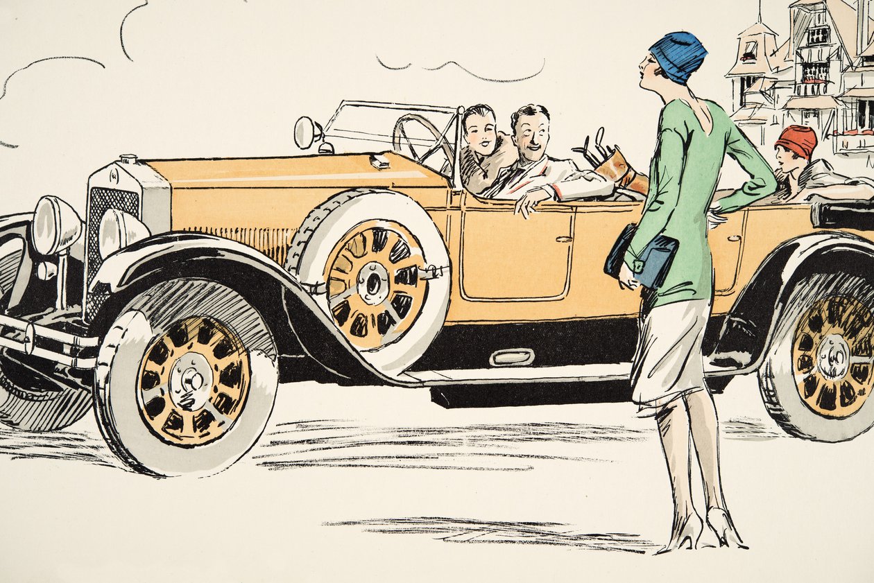 Golf på Deauville, från White Bottoms, pub. 1927 (färgblocktryck) av Sem
