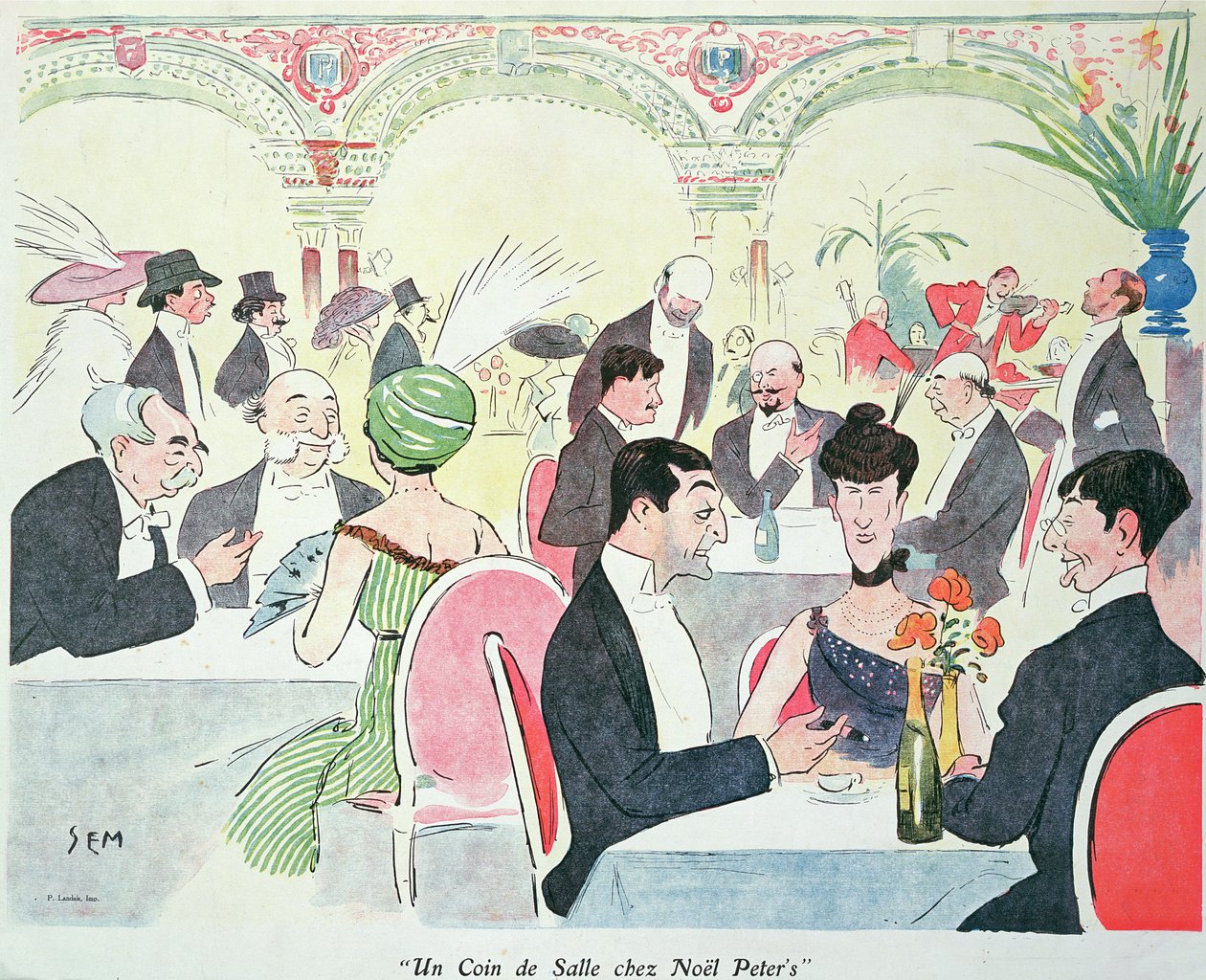 Noel Peters restaurang i Paris, 1914 av Sem