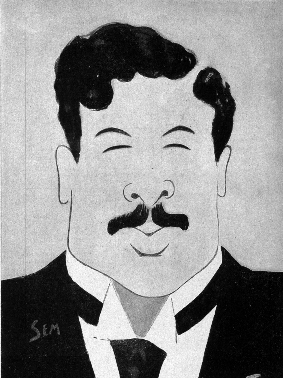 Tecknad av den dramatiske författaren Maurice Donnay (1859 - 1945) av Sem (1863 - 1934). av Sem