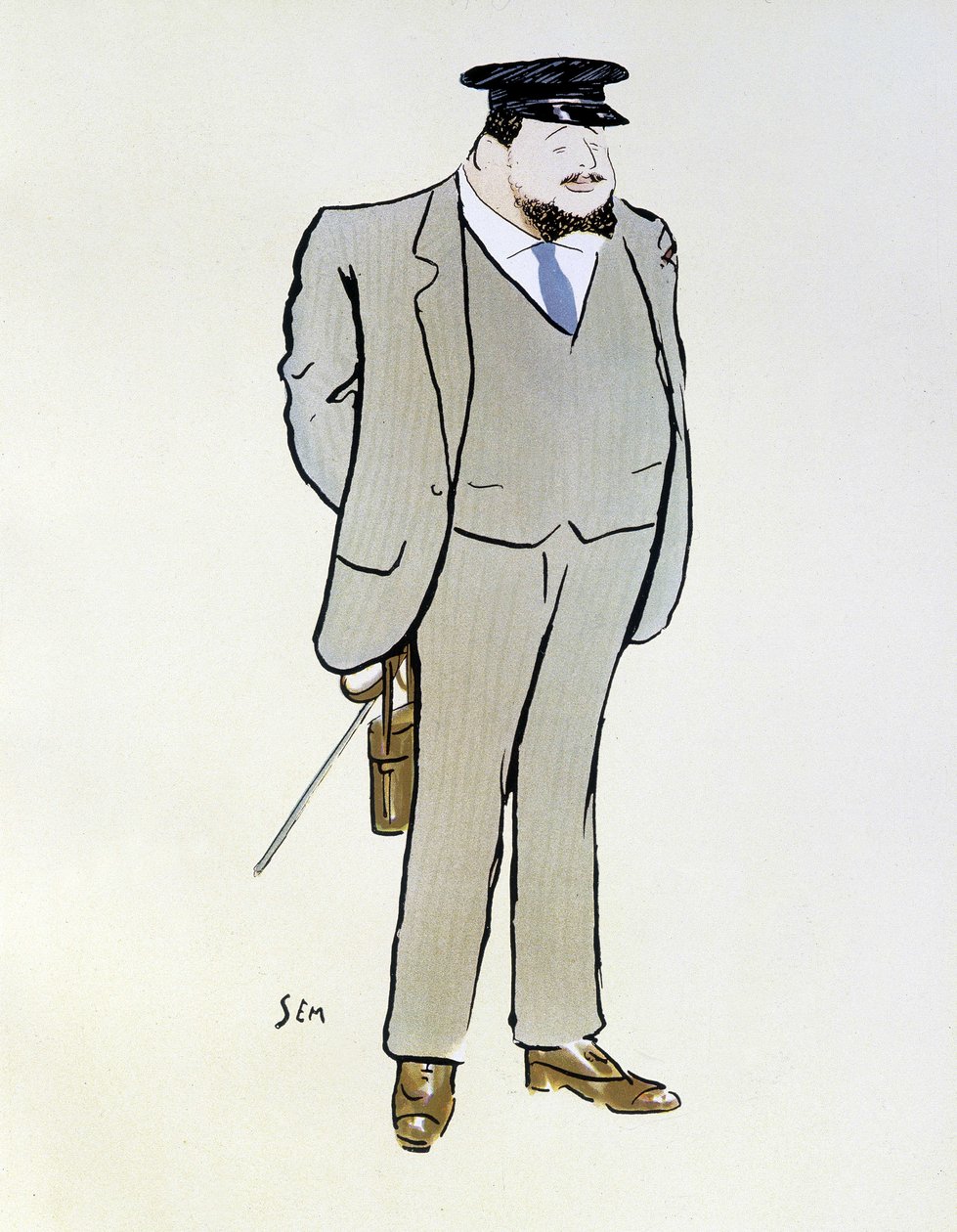 Porträtt av Henri de Rotschild - av Sem (1863 - 1934), i "" Les Sports modernes "", augusti 1906. av Sem