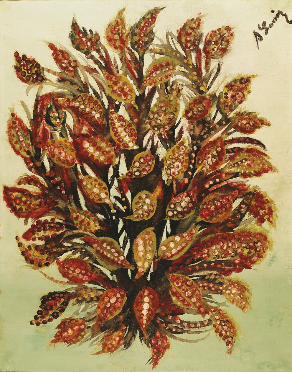 Granatäpple på grön bakgrund, 1930 av Seraphine Louis
