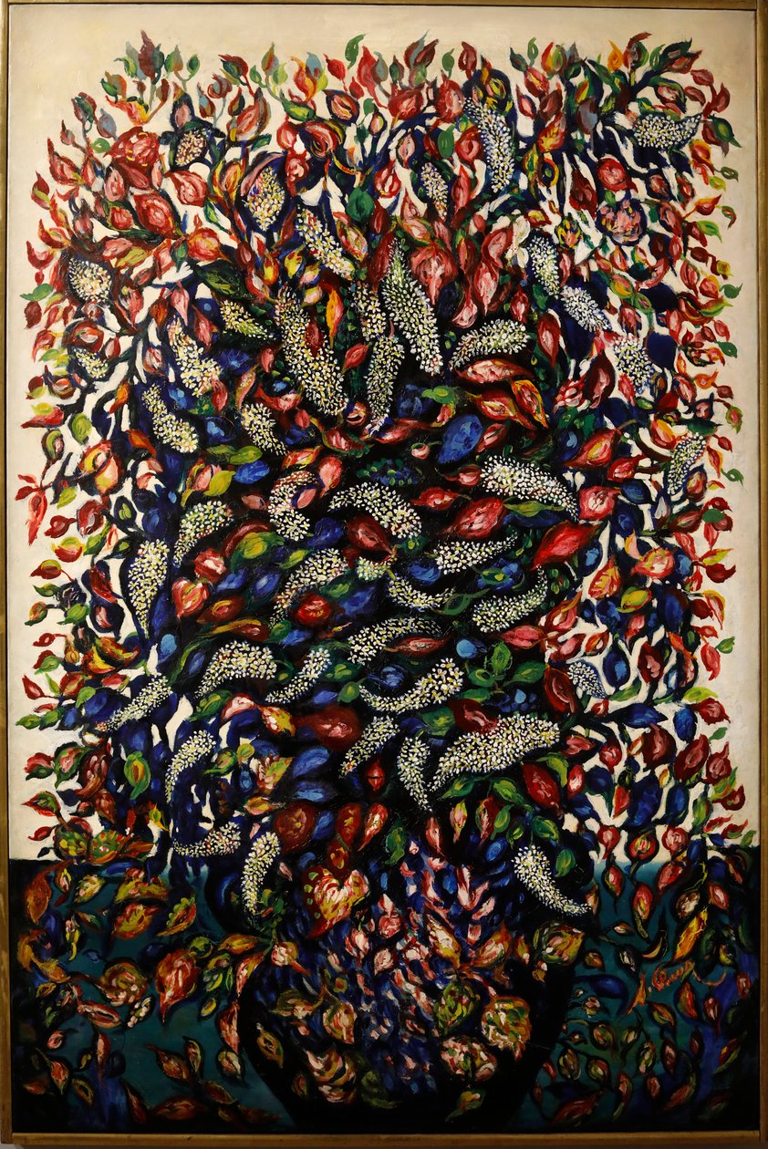 Blommor och frukt, ca 1920 (olja på duk) av Seraphine Louis