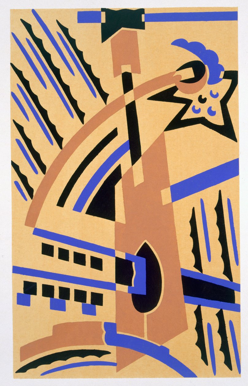 Motiv från Nouvelles Compositions Decoratives, slutet av 1920-talet (pochoirtryck) av Serge Gladky