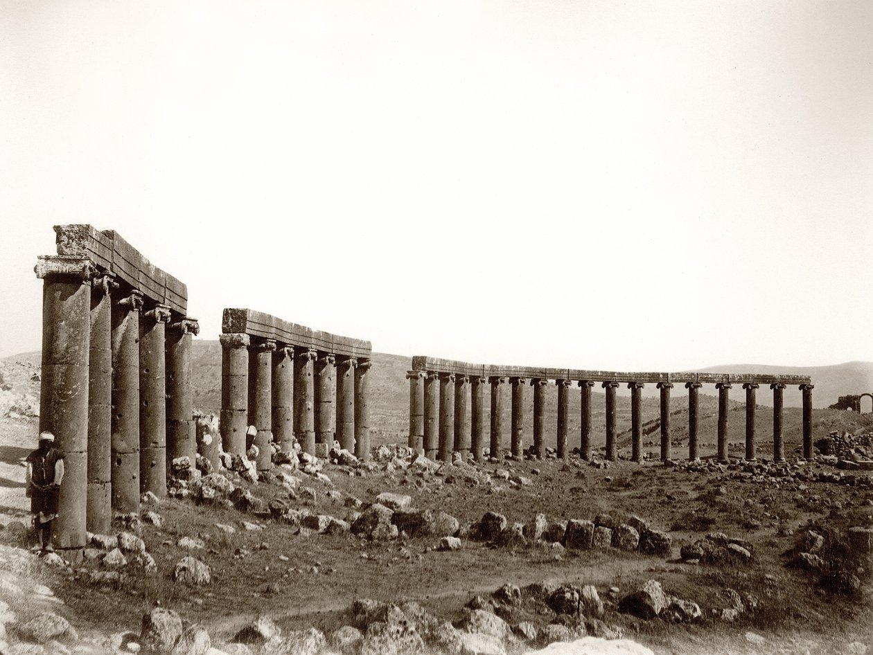 Den ovale søjlepiazza fra nordvest, Jerash, 1867 sverige av Sergeant Henry Phillips