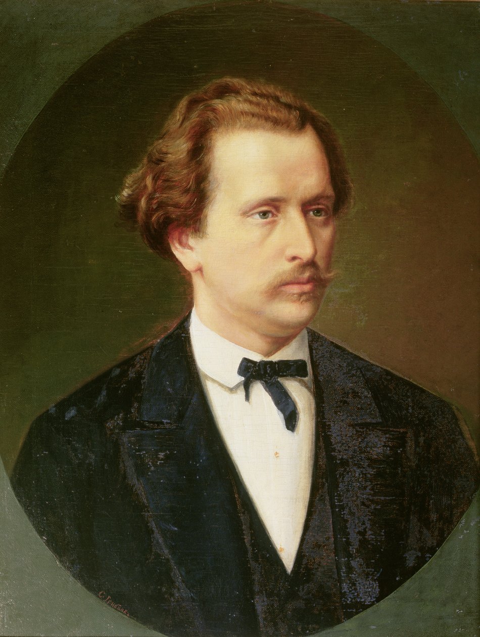 Porträtt av Nikolay Rubinstein (1835-81) c.1870 av Sergei Ivanovich Gribkov