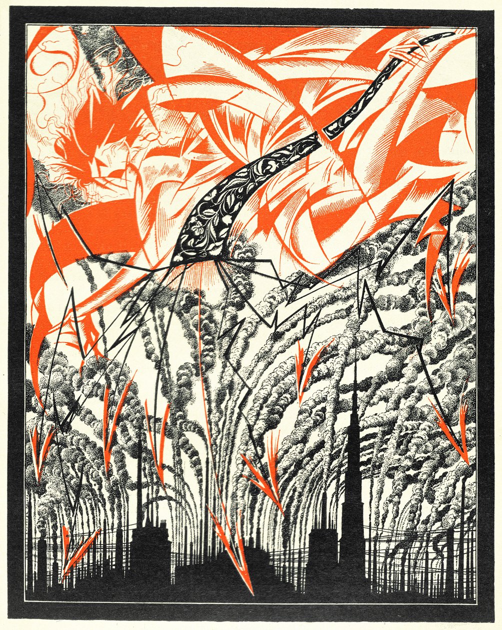 Affisch med en personifiering av förorening, ca 1920 av Sergei Vasilevich Chekhonin
