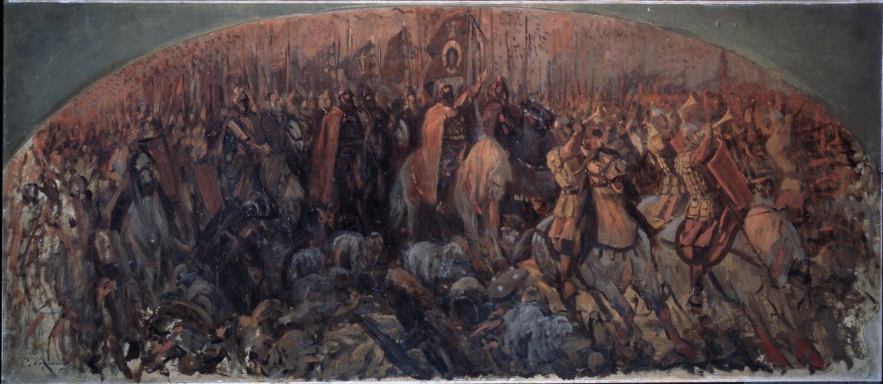 Slaget vid Kulikovo den 8 september 1380. (Slaget vid Kulikovo den 8 september av Sergei Alexeyevich Korovin