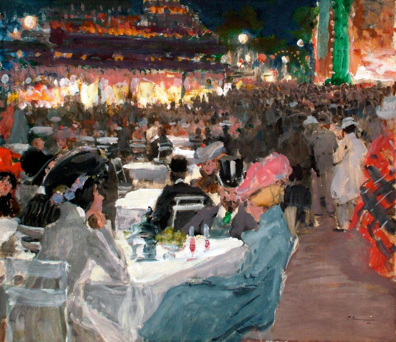 Café i Paris på natten, 1901 av Sergei Arsenevich Vinogradov