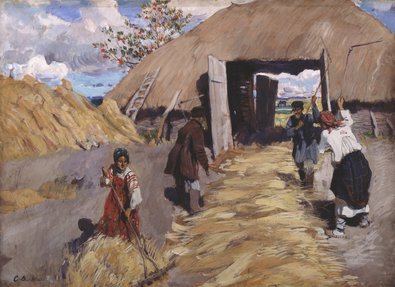 Tröskningen, 1916 av Sergei Arsenevich Vinogradov