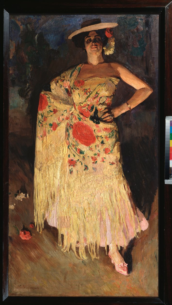 En dansare - Målning av Sergei Arsenyevich Vinogradov (1869-1938), olja på duk av Sergei Arsenevich Vinogradov