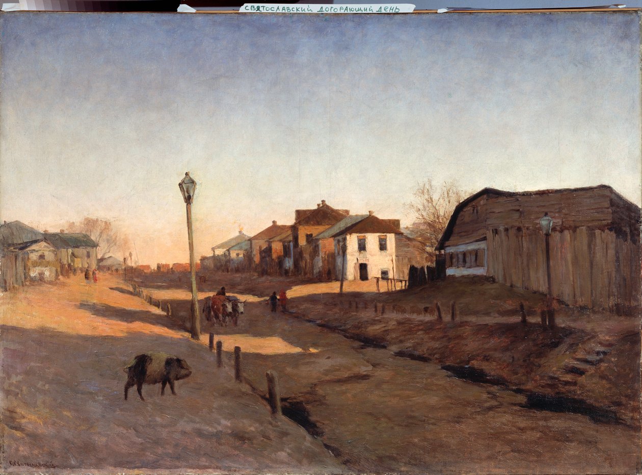 Day going out - Målning av Sergei Ivanovich Svetoslavsky (Svetoslavsky) (1857-1931), olja på duk - rysk konst av Sergei Ivanovich Svetoslavsky
