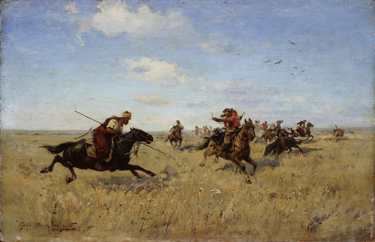Strid mellan Dnepr-kosacker och tatarer, 1892 av Sergei Ivanovich Vasilkovsky