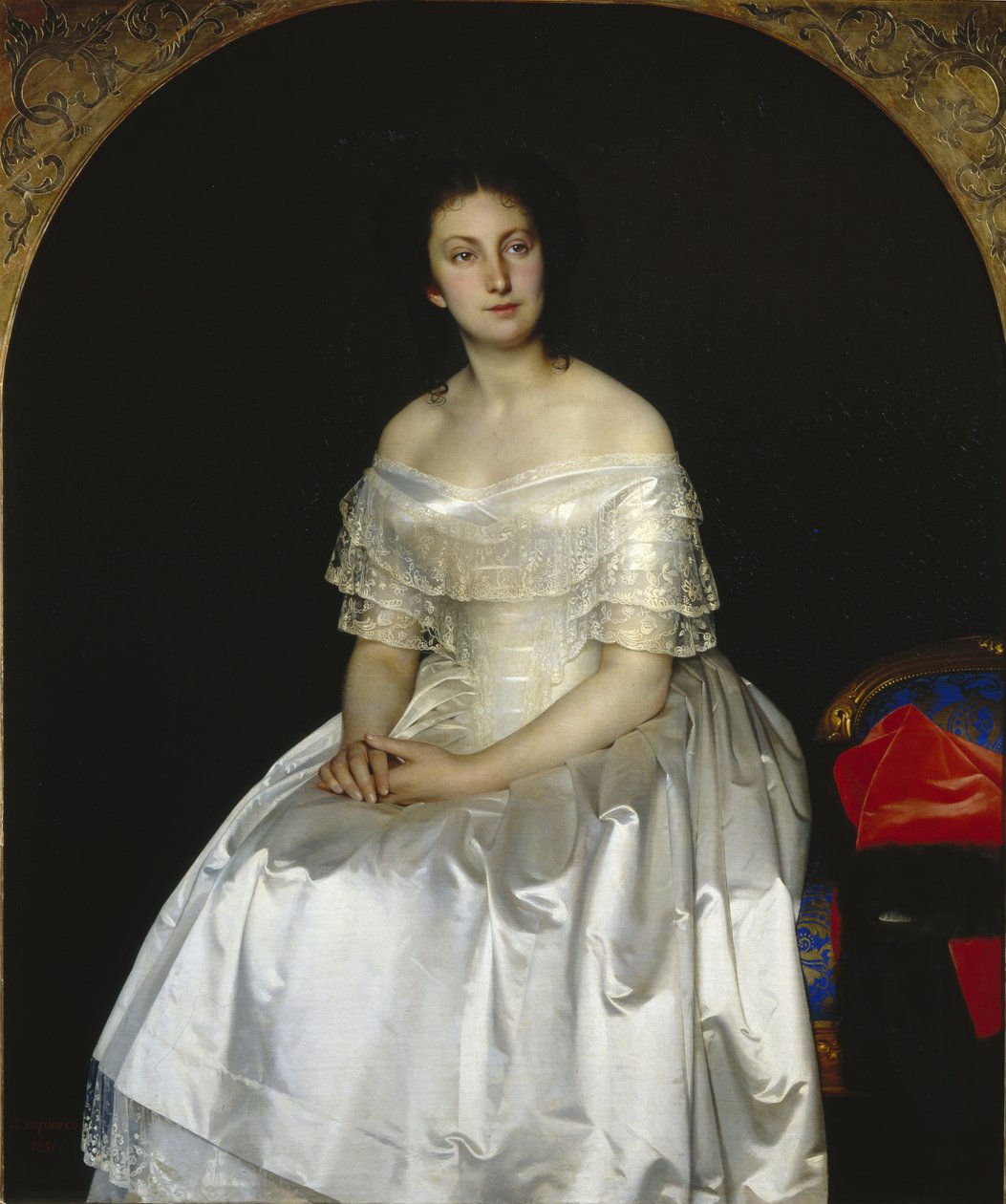 Porträtt av prinsessan Maria Vasilyevna Vorontsova 1819-1894, 1851 av Sergei Konstantinovich Zaryanko
