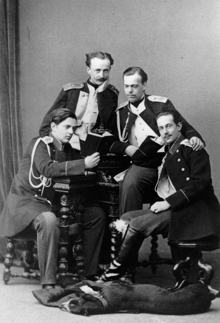 Storhertigarna Alexander Alexandrovich och Vladimir Alexandrovich av Ryssland, c1870-c1875 av Sergei Lvovich Levitsky