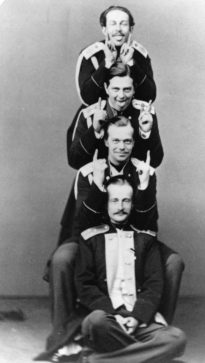 Storhertigarna Alexander Alexandrovich och Vladimir Alexandrovich av Ryssland, c1870-c1875 av Sergei Lvovich Levitsky