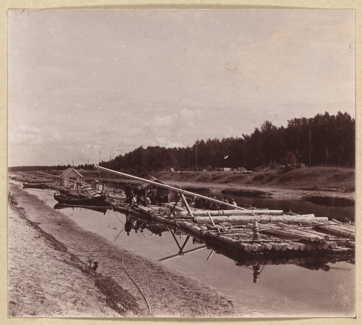 Timmerflottar, Volga-Baltic Waterway, Ryssland av Sergei Mikhailovich Prokudin Gorskii