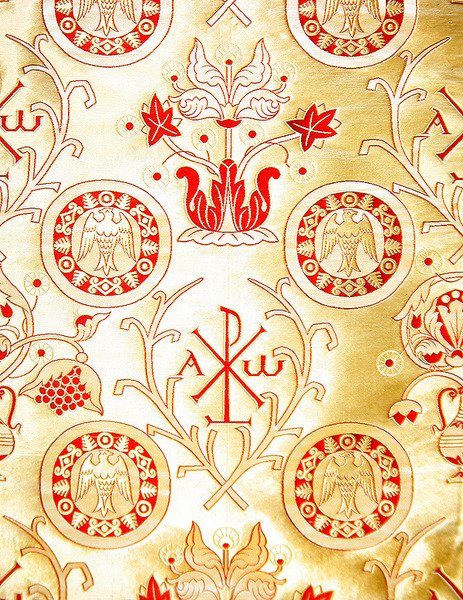 Olovyanishnikov Manufactory Gold Satin, tidigt 1900-tal (textil) av Sergei Vashkov