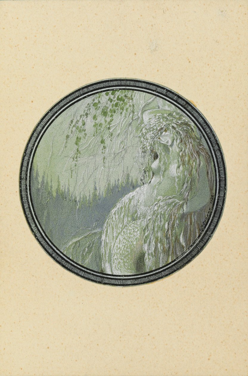 Rusalka. Illustration till dikten Ruslan och Lyudmila av A. Pushkin, 1921-1926. av Sergei Vasilevich Chekhonin