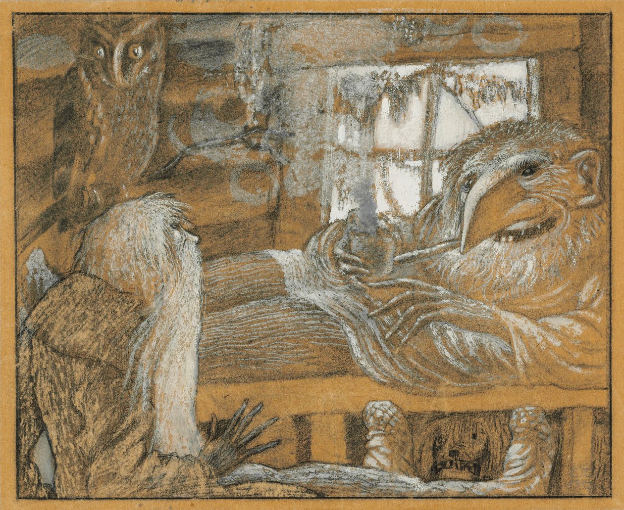 Bonden och domovoyen, 1922. av Sergei Vasilevich Chekhonin