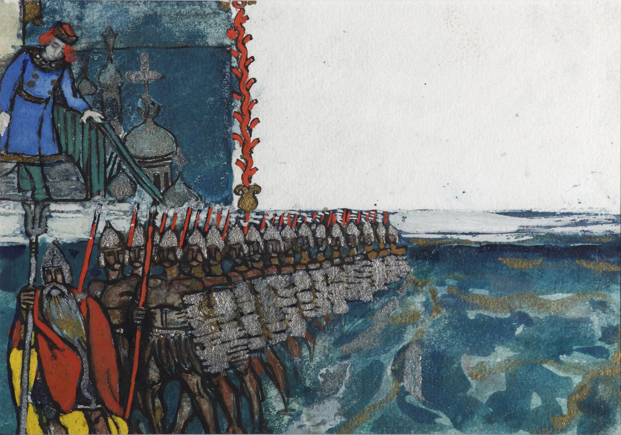 Illustration till sagan om tsaren Saltan av A. Pushkin av Sergei Vasilievich Malyutin